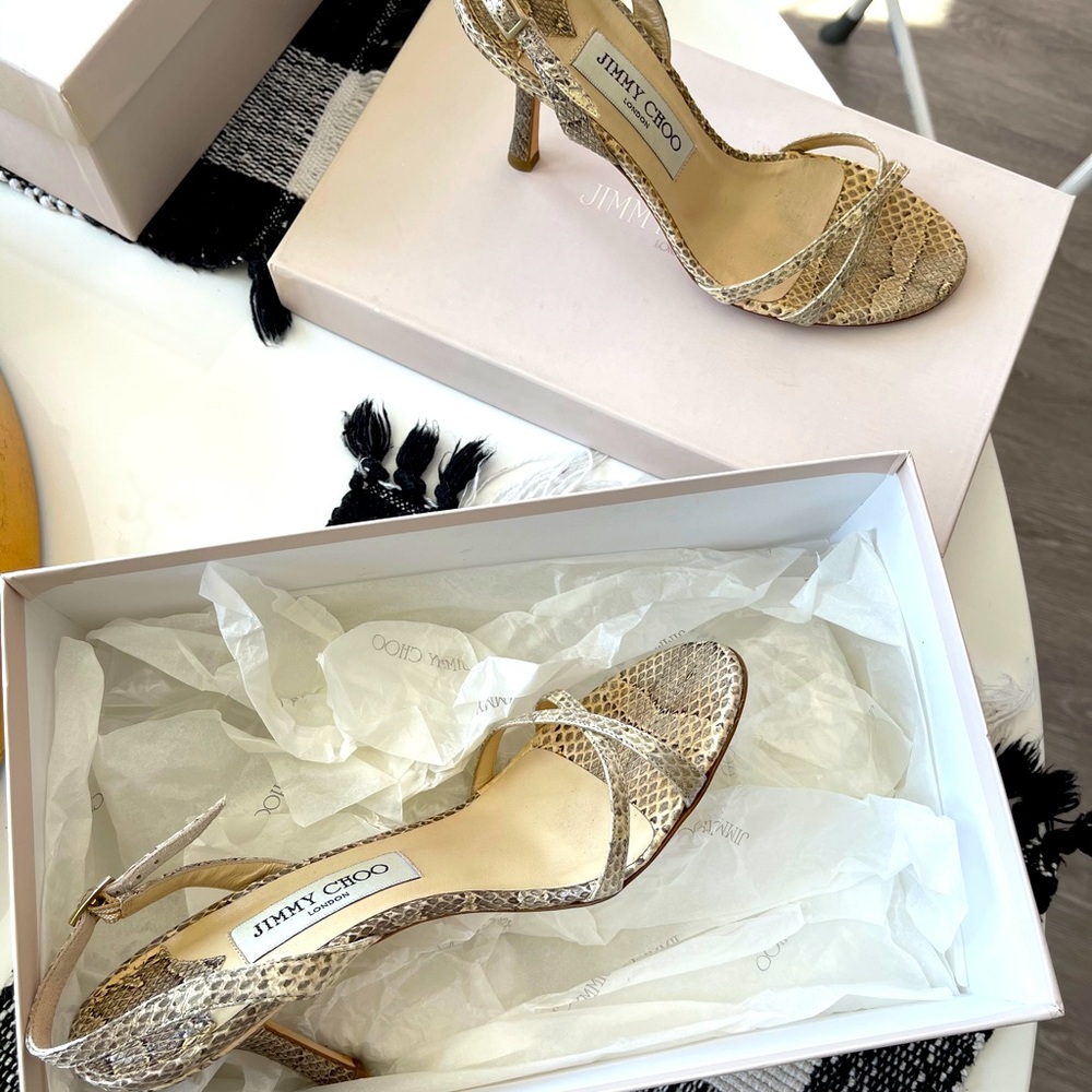 Jimmy Choo watersnake Pebble color sandals